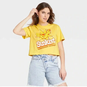 Sunkist cropped short sleeve yellow tee shirt small juniors target oranges